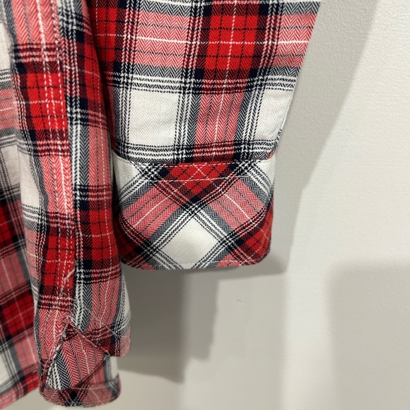 Barbour red, white and black plaid button down shirt. Size 10. - Picture 3 of 4